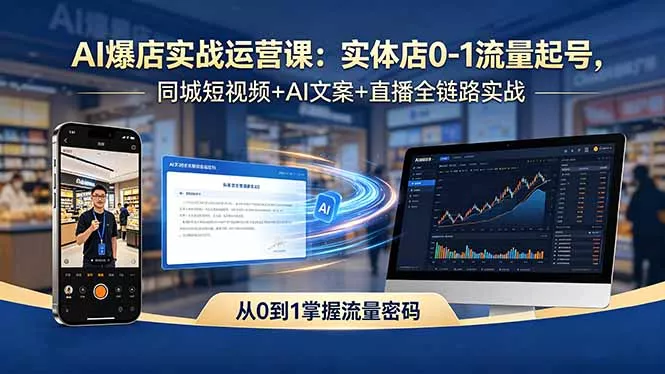 AI爆店实战运营课：实体店0-1流量起号，同城短视频+AI文案+直播全链路实战-奇点库