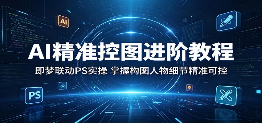 AI精准控图进阶教程：即梦联动PS实操，掌握构图人物细节精准可控-奇点库