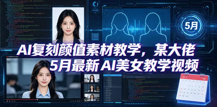 AI复刻颜值素材教学，某大佬5月最新AI美女教学视频，内含4月好物复刻教学-奇点库