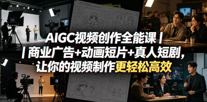 AIGC视频创作全能课｜商业广告+动画短片+真人短剧，让你的视频制作更轻松高效-奇点库