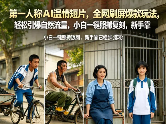 第一人称AI温情短片，全网刷屏爆款玩法，轻松引爆自然流量，小白一键照搬复刻，新手靠它稳步涨粉-奇点库