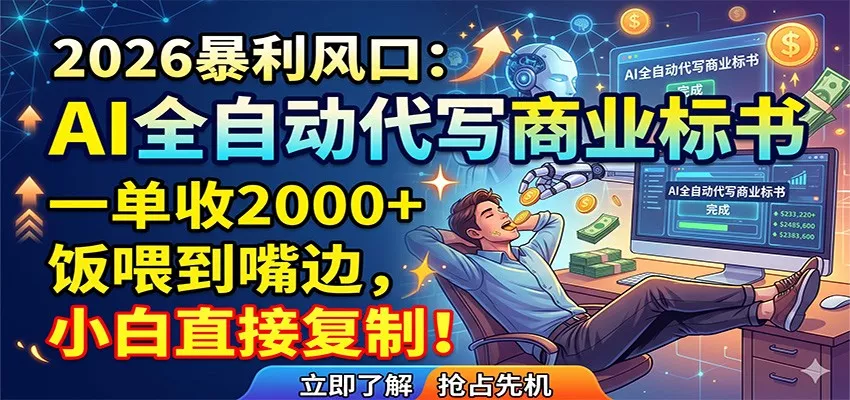 AI全自动代写商业标书，一单收2000+，饭喂到嘴边，小白直接复制-奇点库