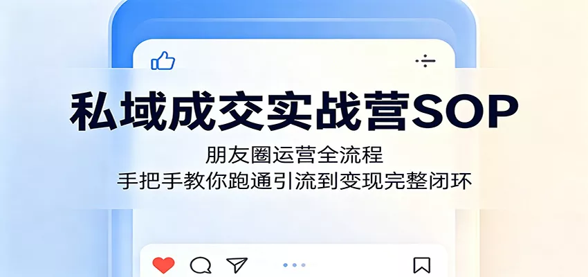 私域成交实战营SOP：朋友圈运营全流程，手把手教你跑通引流到变现完整闭环-奇点库