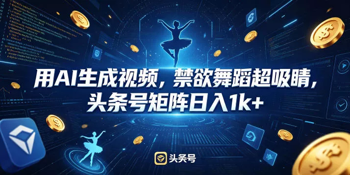 用AI生成视频，禁欲舞蹈超吸睛，头条号矩阵日入1k+-奇点库