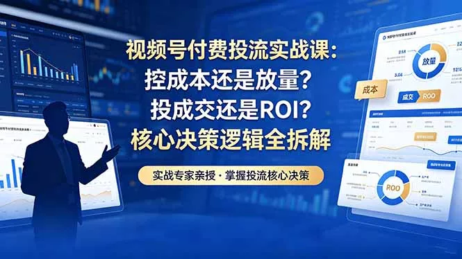 视频号付费投流实战课-5月：控成本还是放量？投成交还是ROI？核心决策逻辑全拆解-奇点库