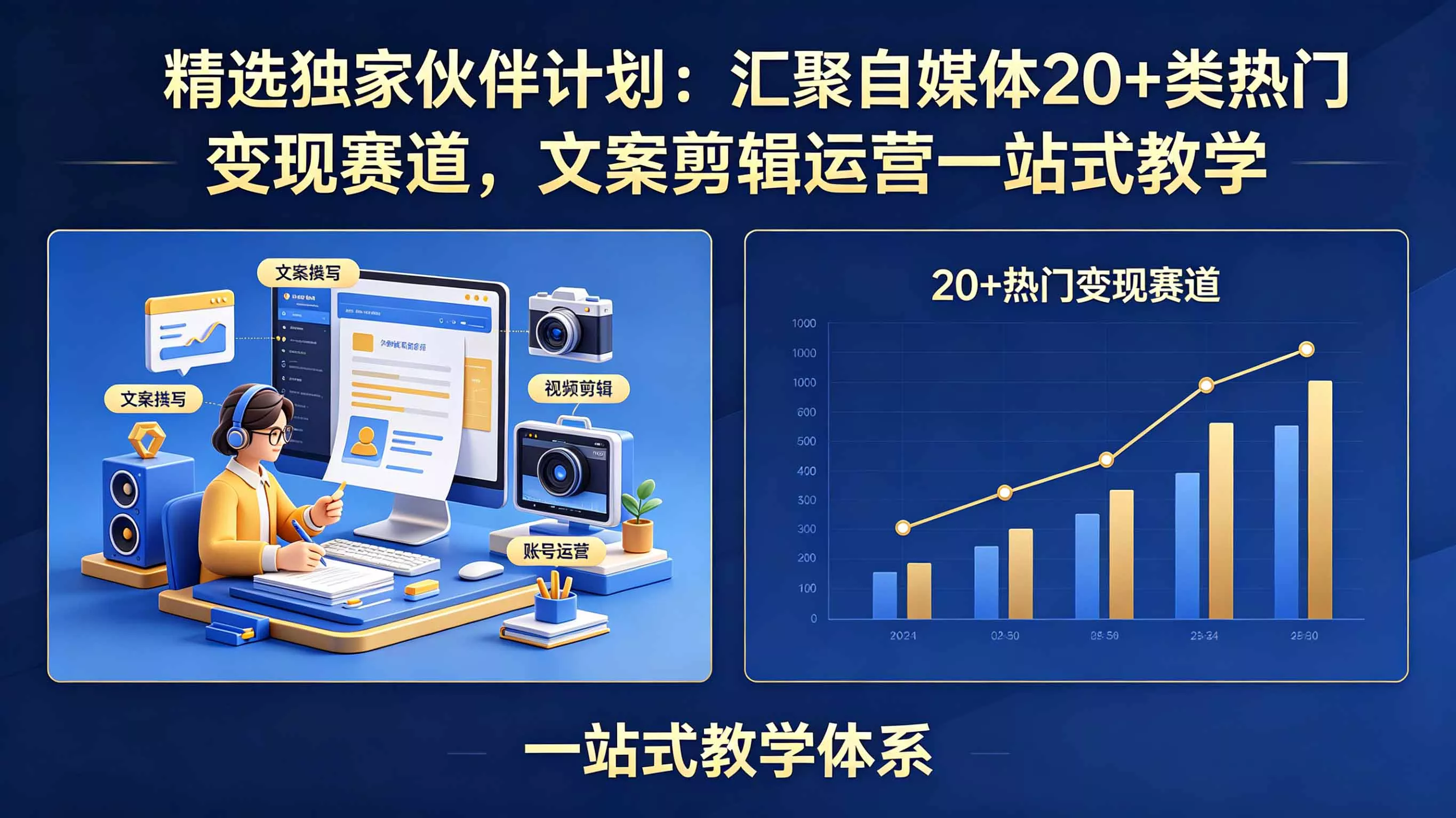 精选独家伙伴计划：汇聚自媒体20+类热门变现赛道，文案剪辑运营一站式教学-奇点库