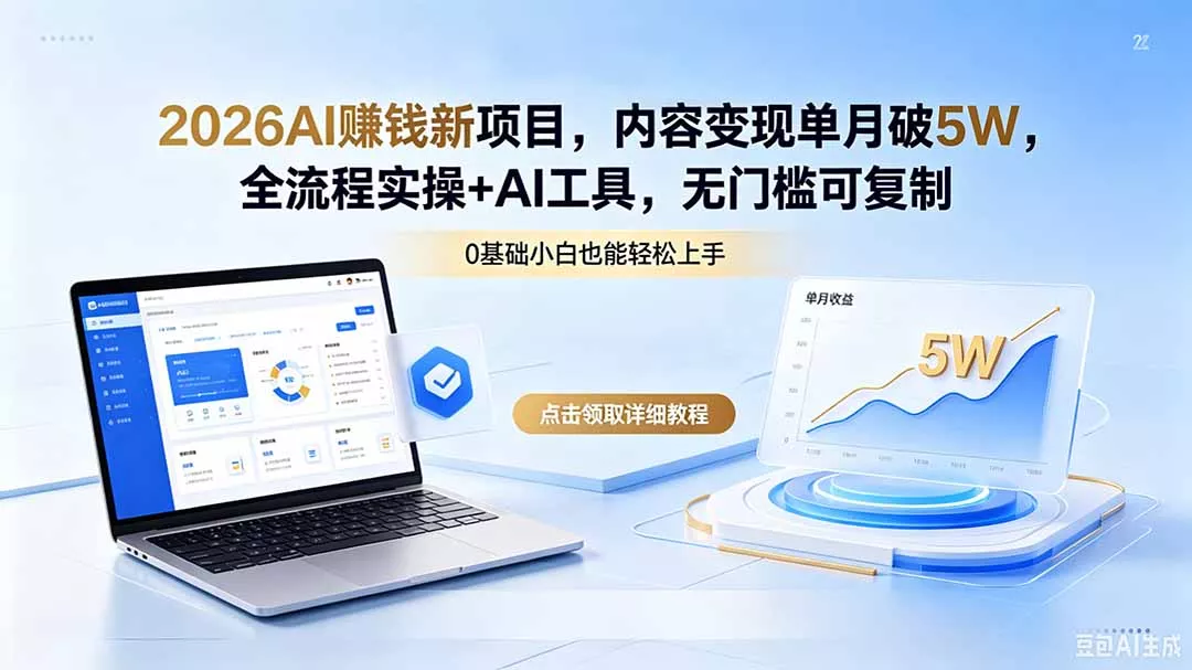 2026AI赚钱新项目，内容变现单月破5W，全流程实操+AI工具，无门槛可复制-奇点库