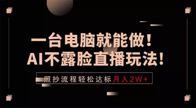 一台电脑就能做！AI不露脸直播玩法，照抄流程轻松达标月入2W+-奇点库