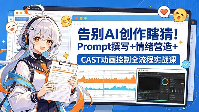 告别AI创作瞎猜！Prompt撰写+情绪营造+CAST动画控制全流程实战课-奇点库