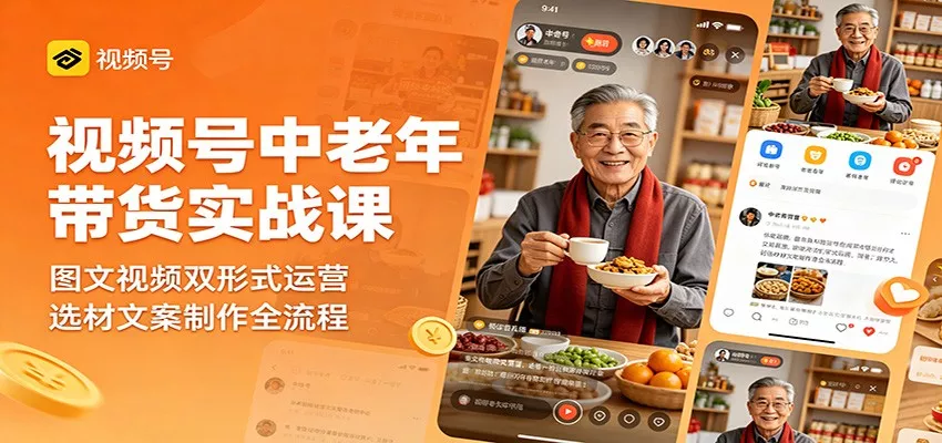 视频号中老年带货实战课：图文视频双形式运营，选材文案制作全流程-奇点库