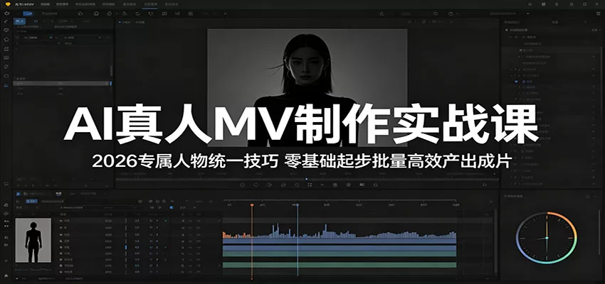AI真人MV制作实战课：2026专属人物统一技巧，零基础起步批量高效产出成片-奇点库