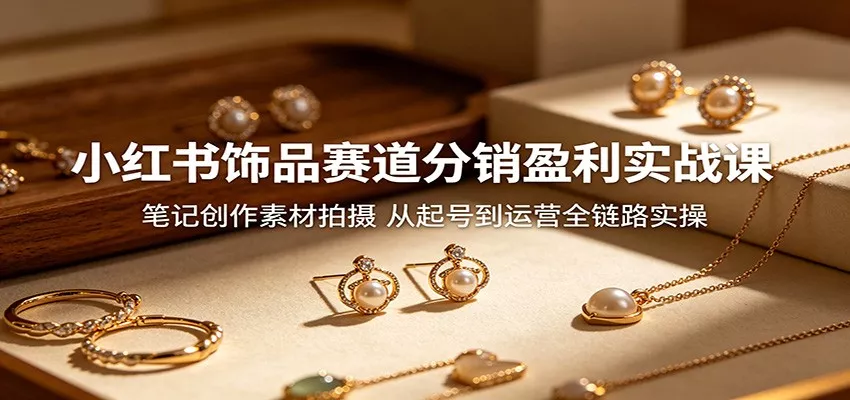 小红书饰品赛道分销盈利实战课：笔记创作素材拍摄，从起号到运营全链路实操-奇点库