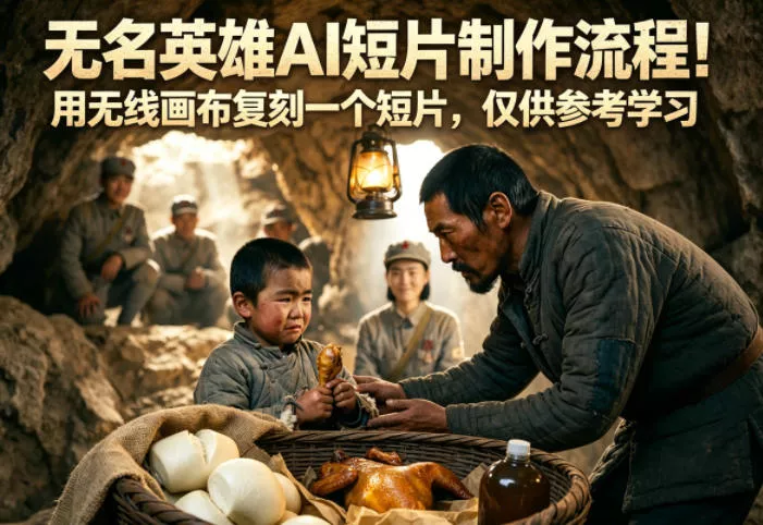 无名英雄AI短片制作流程！用无线画布复刻一个短片，仅供参考学习-奇点库