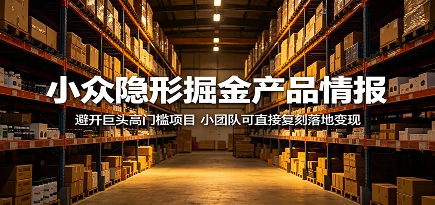 小众隐形掘金产品情报：避开巨头高门槛项目，小团队可直接复刻落地变现-奇点库
