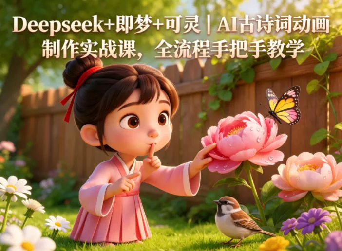 Deepseek+即梦+可灵｜AI古诗词动画制作实战课，全流程手把手教学-奇点库