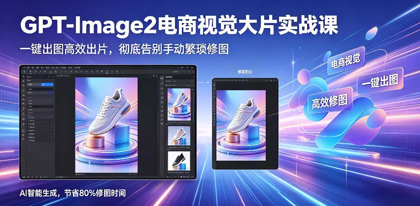 GPT-Image2电商视觉大片实战课，一键出图高效出片，彻底告别手动繁琐修图-奇点库