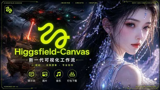 Higgsfield Canvas AI视频制作详解，节点式工作流搭建，重构新式视频创作完整教程-奇点库