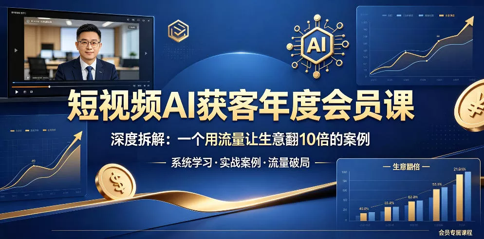 短视频AI获客年度会员课，深度拆解，一个用流量让生意翻10倍的案例-奇点库