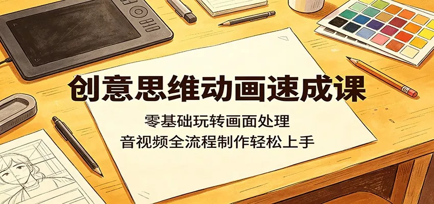 创意思维动画速成课：零基础玩转画面处理，音视频全流程制作轻松上手-奇点库