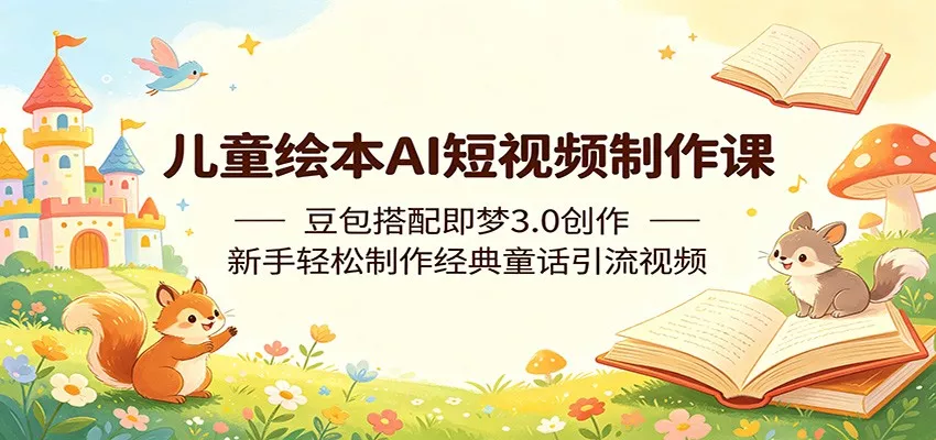 儿童绘本AI短视频制作课：豆包搭配即梦3.0创作，新手轻松制作经典童话引流视频-奇点库