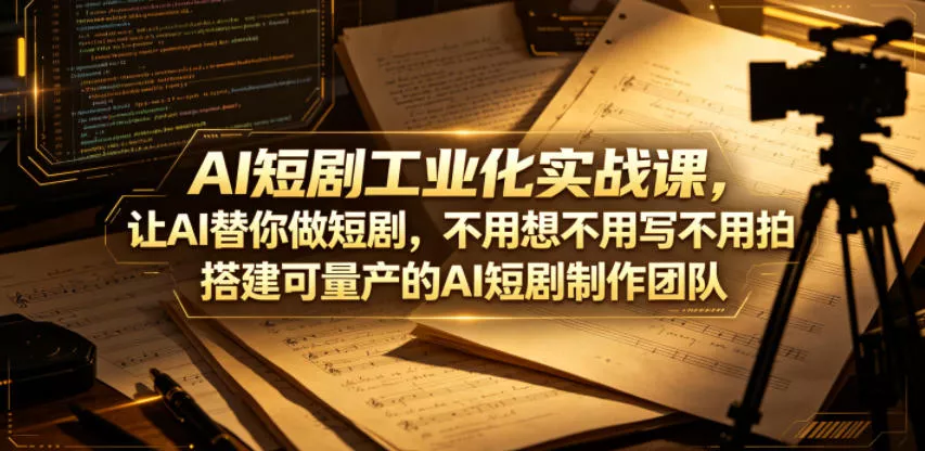 AI短剧工业化实战课,让AI替你做短剧,不用想不用写不用拍,搭建可量产的AI短剧制作团队-奇点库