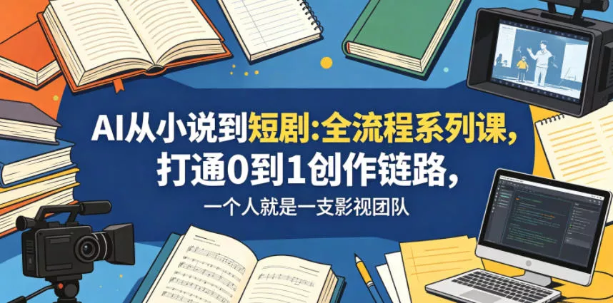 AI从小说到短剧全流程系列课,打通0到1创作链路,一个人就是一支影视团队-奇点库