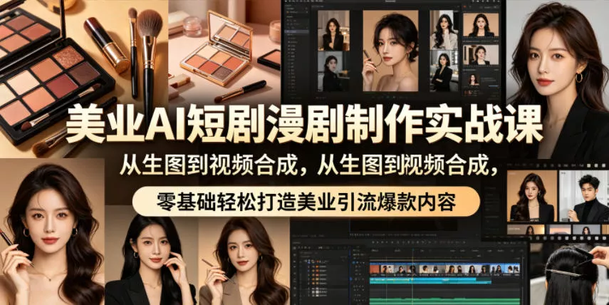 美业AI短剧漫剧制作实战课,从生图到视频合成,零基础轻松打造美业引流爆款内容-奇点库