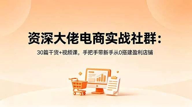 资深大佬电商实战社群：30篇干货+视频课，手把手带新手从0搭建盈利店铺-奇点库