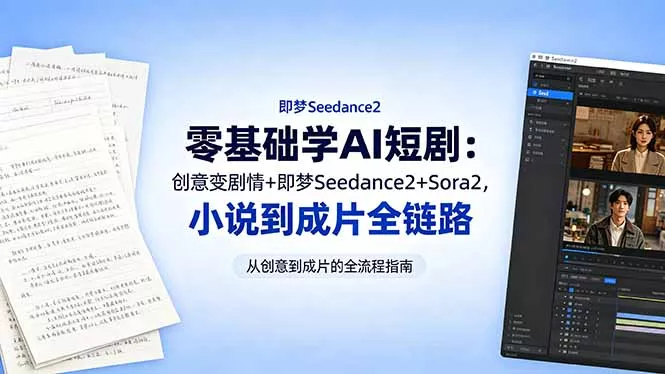 零基础学AI短剧:创意变剧情+即梦Seedance2+Sora2,小说到成片全链路-奇点库