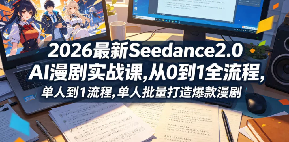 2026最新Seedance2.0 AI漫剧实战课,,从0到1全流程,单人批量打造爆款漫剧-奇点库