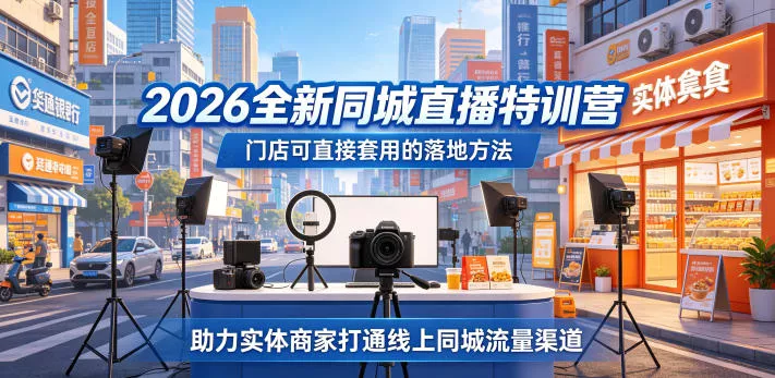 2026全新同城直播特训营,门店可直接套用的落地方法,助力实体商家打通线上同城流量渠道-奇点库