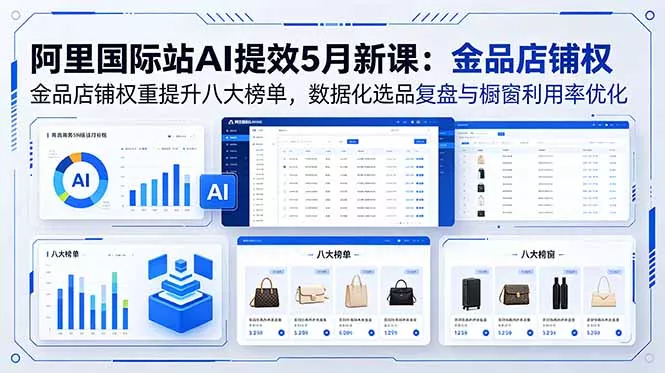 阿里国际站AI提效5月新课：金品店铺权重提升八大榜单，数据化选品复盘与橱窗利用率优化-奇点库