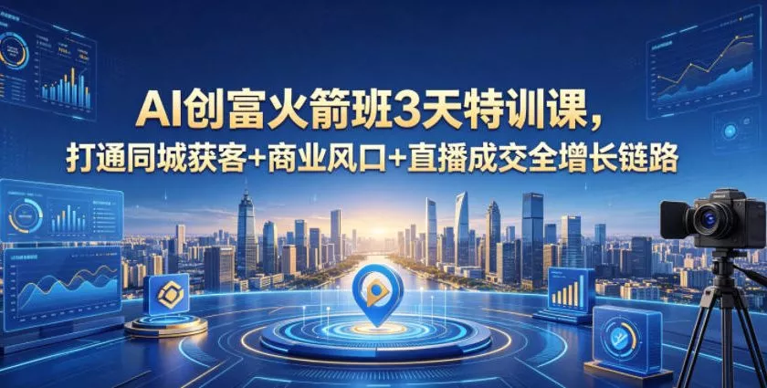 AI创富火箭班3天特训课，打通同城获客+商业风口+直播成交全增长链路，2026年4月新课-奇点库