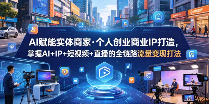 AI赋能实体商家·个人创业商业IP打造，掌握AI+IP+短视频+直播的全链路流量变现打法-奇点库
