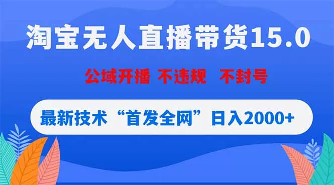 淘宝无人直播带货15.0,不封号,不违规,公域玩法,首发全网日入2000+-奇点库