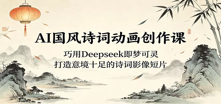 AI国风诗词动画创作课：巧用Deepseek即梦可灵，打造意境十足的诗词影像短片-奇点库