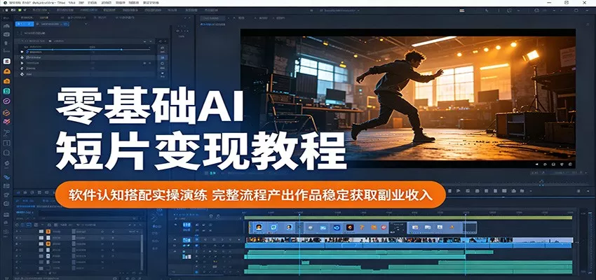 零基础AI短片变现教程：软件认知搭配实操演练，完整流程产出作品稳定获取副业收入-奇点库
