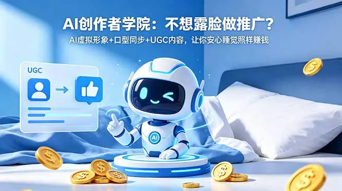 AI创作者学院：不想露脸做推广？AI虚拟形象+口型同步+UGC内容，让你安心睡觉照样赚钱-奇点库