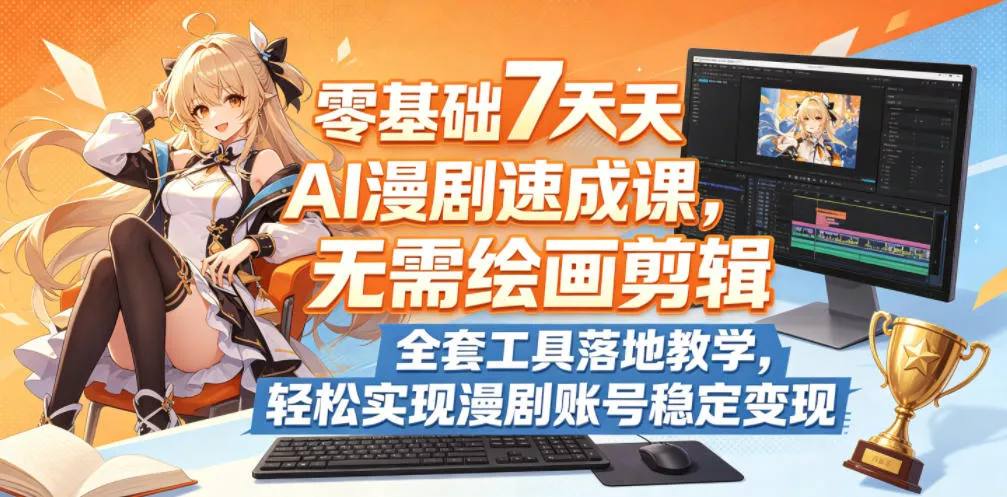 零基础7天AI漫剧速成课，无需绘画剪辑，全套工具落地教学，轻松实现漫剧账号稳定变现-奇点库