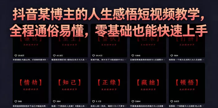 抖音某博主的灰太狼人生感悟短视频教学，全程通俗易懂，零基础也能快速上手-奇点库