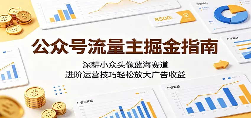 公众号流量主掘金指南：深耕小众头像蓝海赛道，进阶运营技巧轻松放大广告收益-奇点库