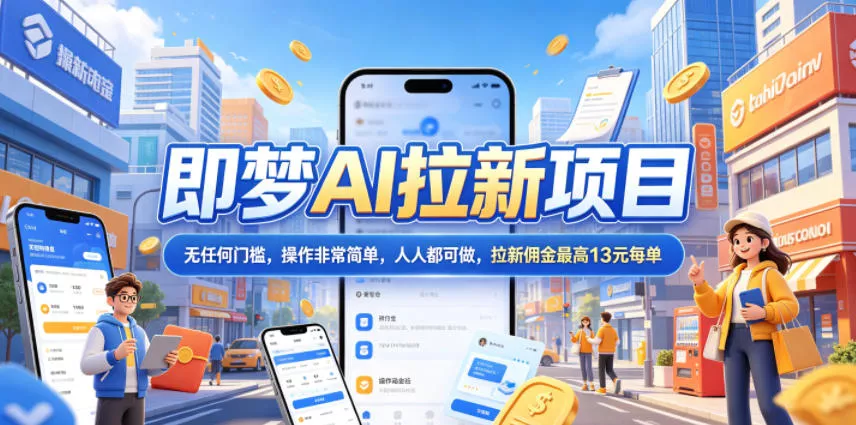 2026年即梦AI拉新项目最新玩法，无任何门槛，操作非常简单，人人都可做，拉新佣金最高13元每单-奇点库