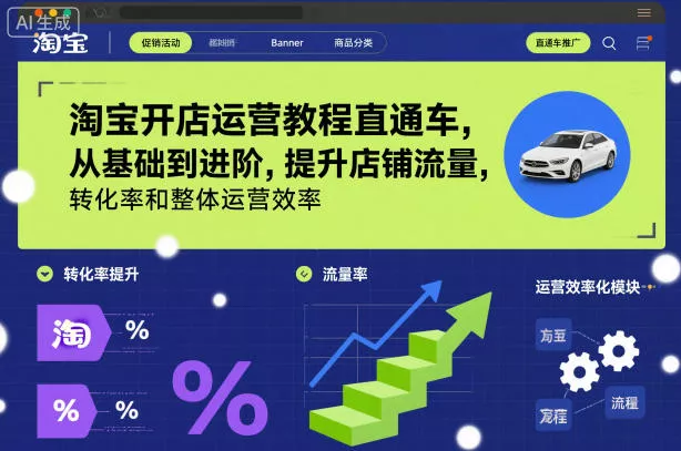 淘宝开店运营教程直通车，从基础到进阶，提升店铺流量，转化率和整体运营效率(更新26年05月27日)-奇点库