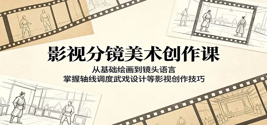 影视分镜美术创作课：从基础绘画到镜头语言，掌握轴线调度武戏设计等影视创作技巧-奇点库