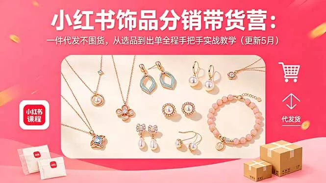 小红书饰品分销带货营：一件代发不囤货，从选品到出单全程手把手实战教学(更新5月-奇点库