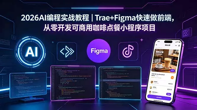 2026AI编程实战教程｜Trae+Figma快速做前端，从零开发可商用咖啡点餐小程序项目-奇点库