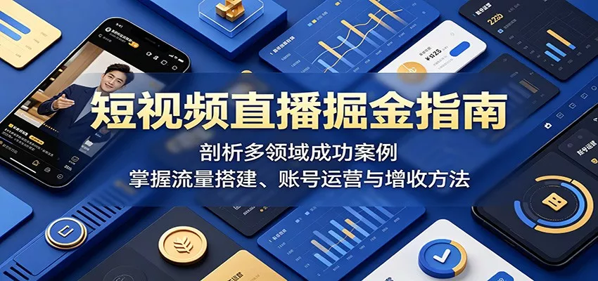 短视频直播掘金指南：剖析多领域成功案例，掌握流量搭建、账号运营与增收方法-奇点库
