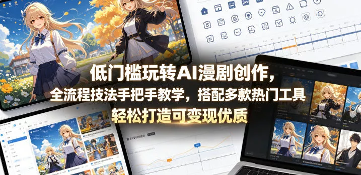 低门槛玩转AI漫剧创作，全流程技法手把手教学，搭配多款热门工具，轻松打造可变现优质作品-奇点库