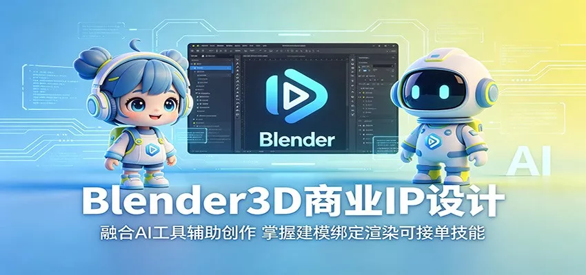 Blender3D商业IP设计：融合AI工具辅助创作，掌握建模绑定渲染可接单技能-奇点库