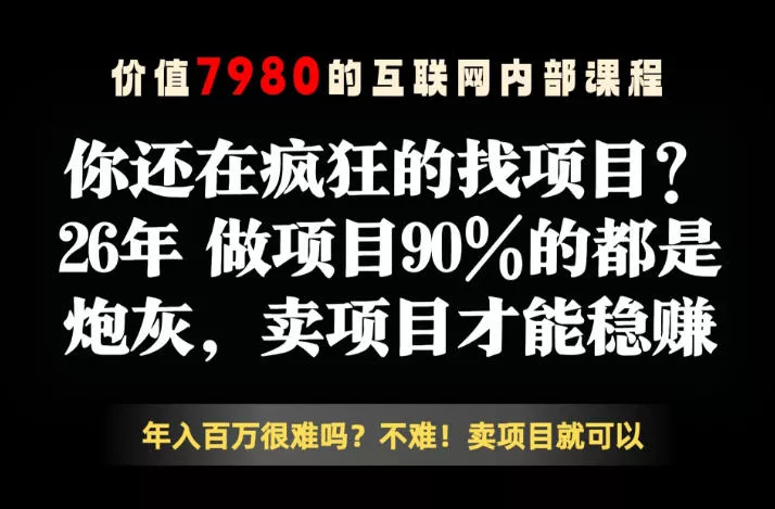 26年请不要疯狂的找项目了,卖项目远比你想象的暴利,你也可以月入10W+【揭秘】